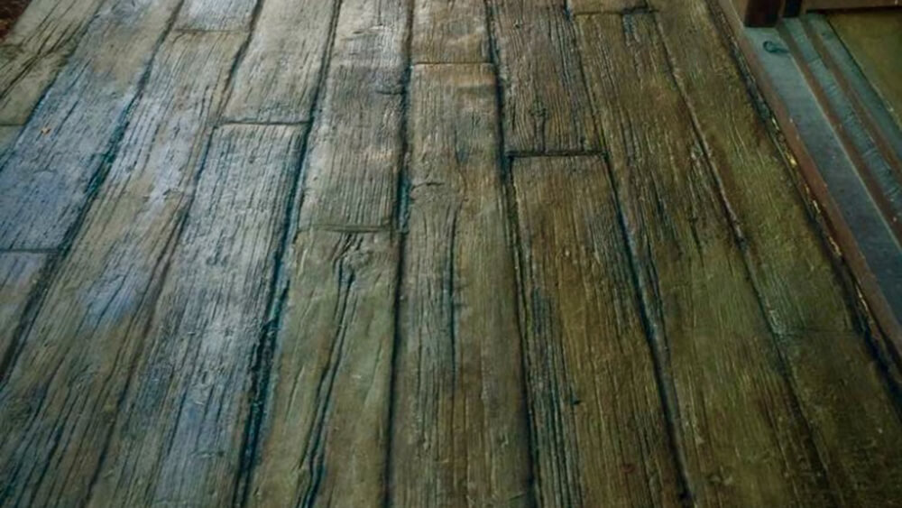 pressed concrete to look like wood planks